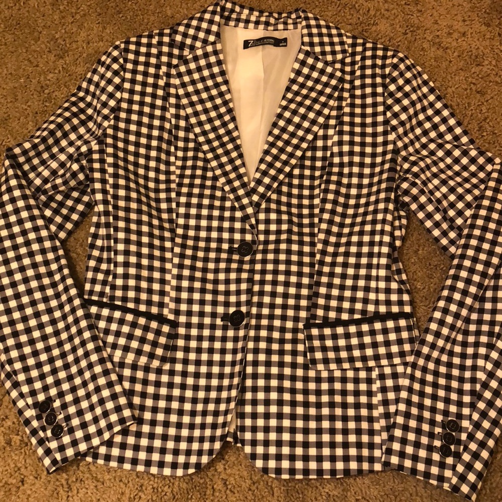 NY&Co 7th Avenue Gingham Blazer Sz 4